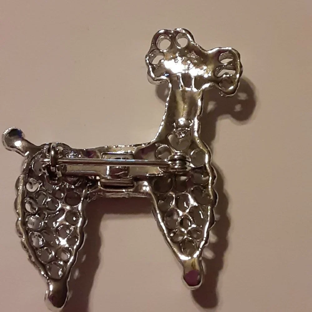Rhinestone Poodle Brooch